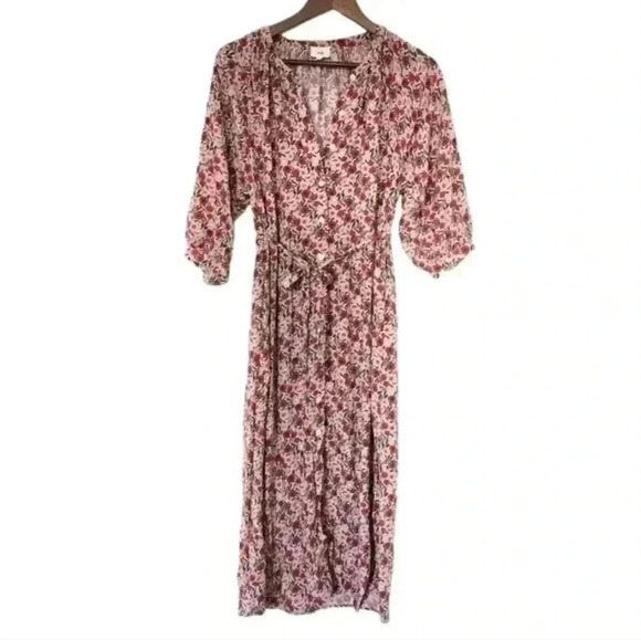 An'ge Marcella Dress Poppy Floral Print Red Pink Green Viscose  Women's size Med - Picture 2 of 14